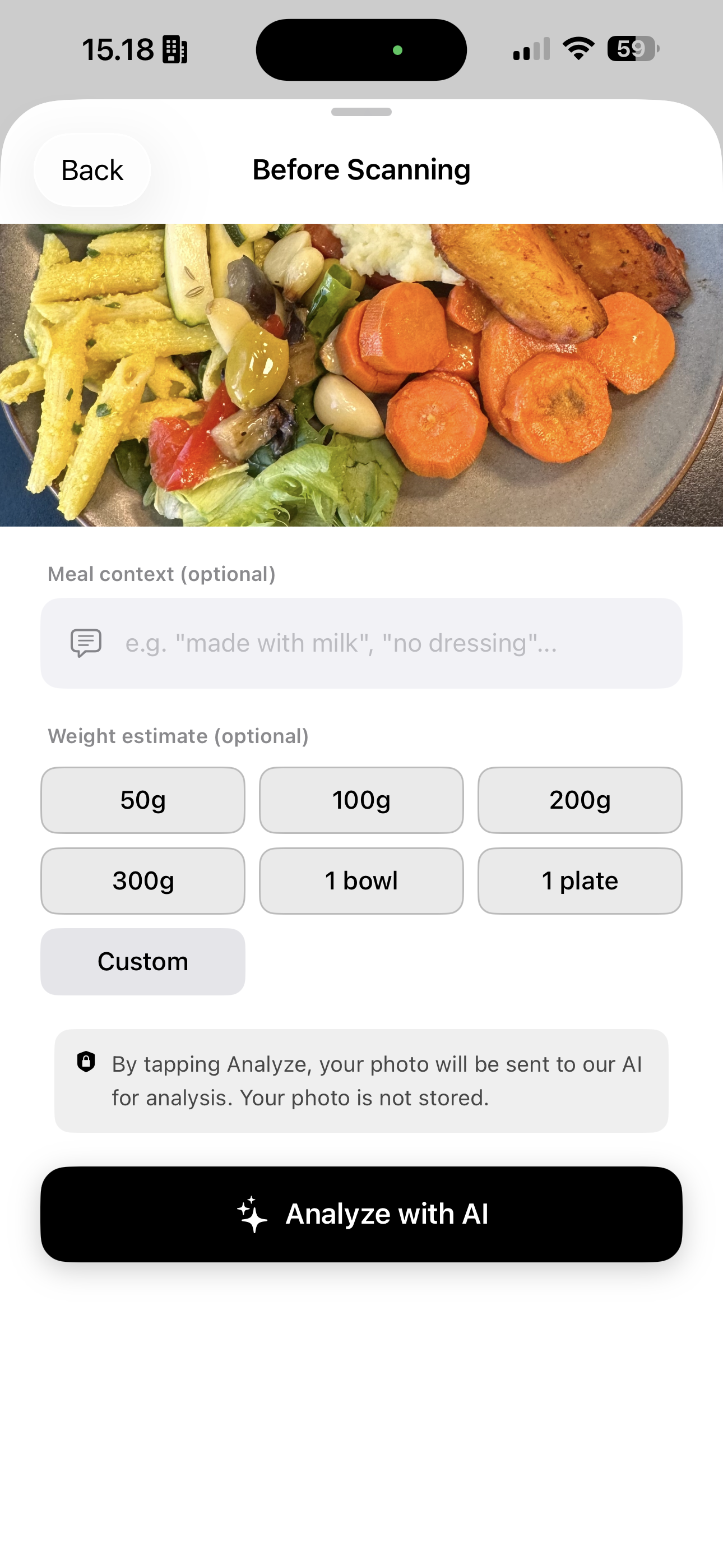 Food scanner — point and shoot